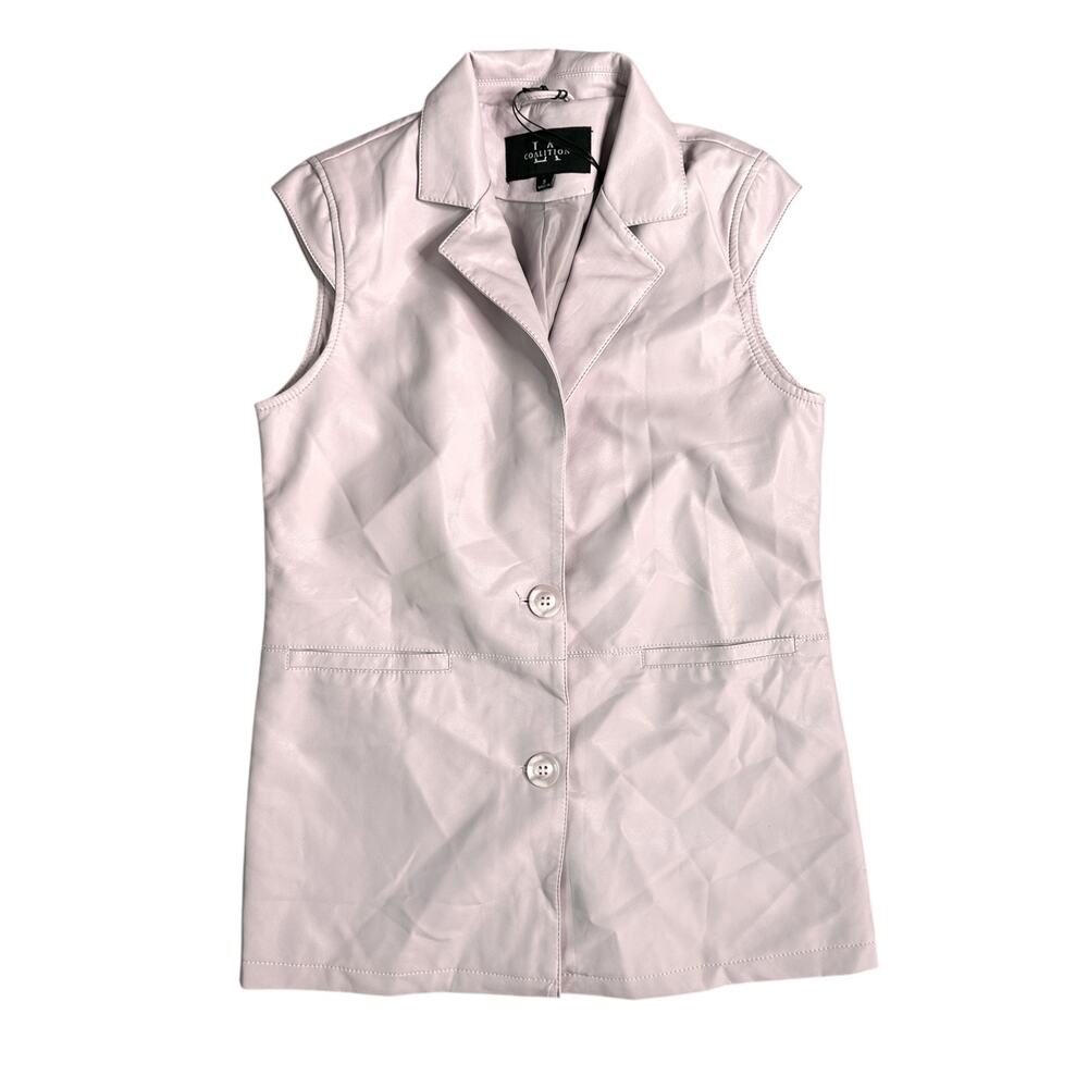 Coalition LA NWT Vegan Faux Leather Sleeveless Jacket Pink Small